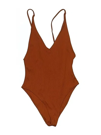 Pre-owned Forever 21 Bodysuit In Brown