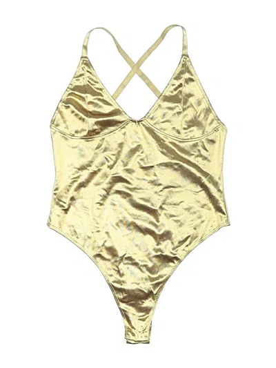 Pre-owned Forever 21 Bodysuit In Gold