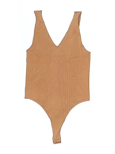 Pre-owned Forever 21 Bodysuit In Tan