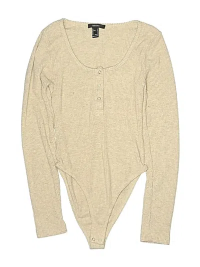 Pre-owned Forever 21 Bodysuit In Tan