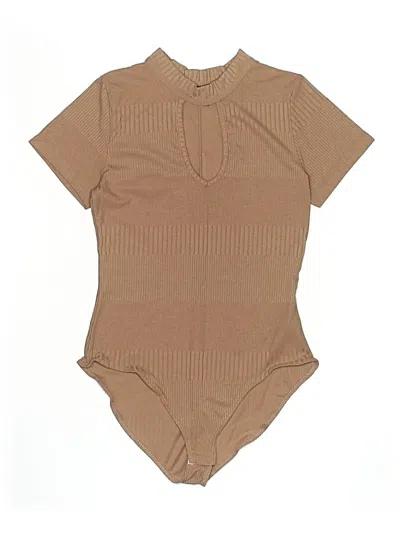 Pre-owned Forever 21 Bodysuit In Tan