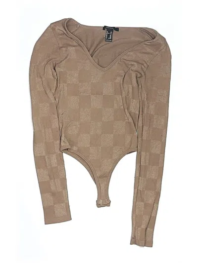 Pre-owned Forever 21 Bodysuit In Tan