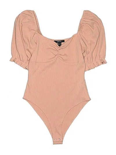 Pre-owned Forever 21 Bodysuit In Tan