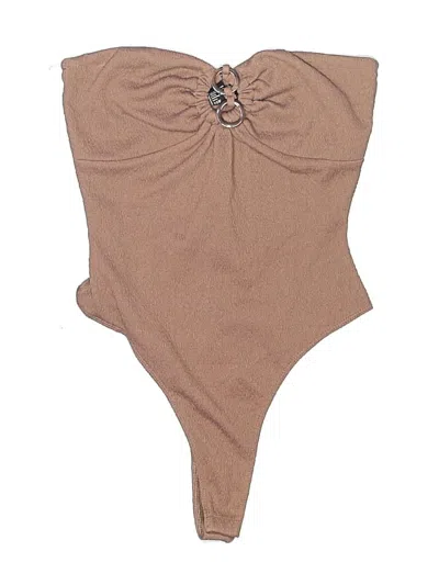 Pre-owned Forever 21 Bodysuit In Tan