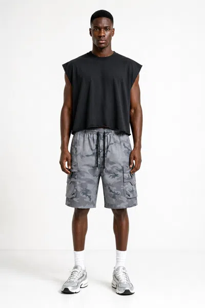 Forever 21 Camo Utility Cargo Shorts In Grey