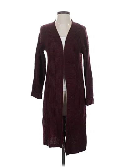 Pre-owned Forever 21 Cardigan Sweater In Burgundy