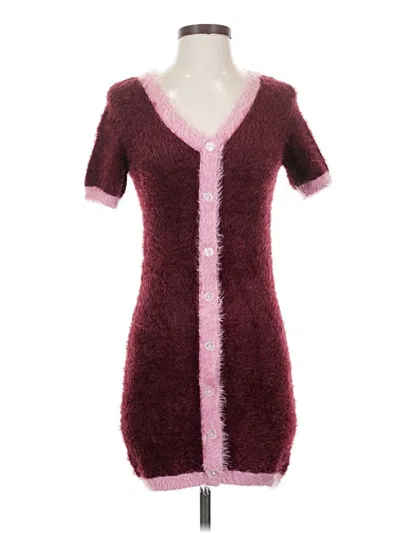 Pre-owned Forever 21 Cardigan Sweater In Burgundy