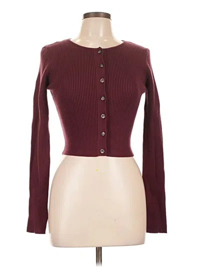 Pre-owned Forever 21 Cardigan Sweater In Burgundy