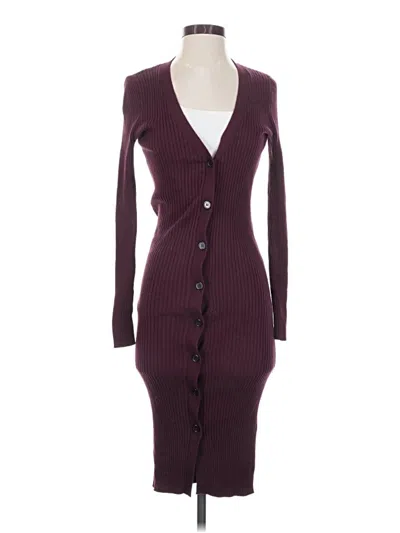 Pre-owned Forever 21 Cardigan Sweater In Burgundy
