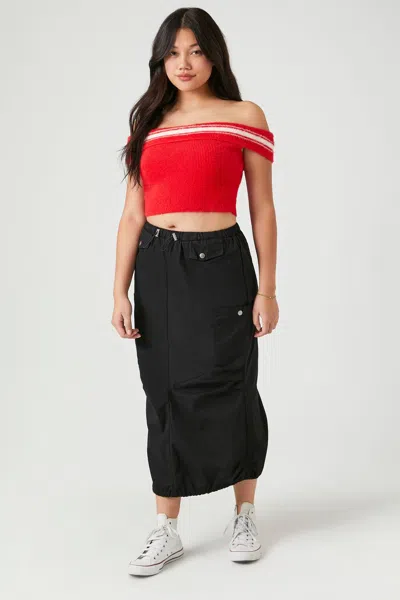 Forever 21 Cargo Midi Skirt In Black
