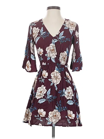 Pre-owned Forever 21 Casual Dress In Burgundy