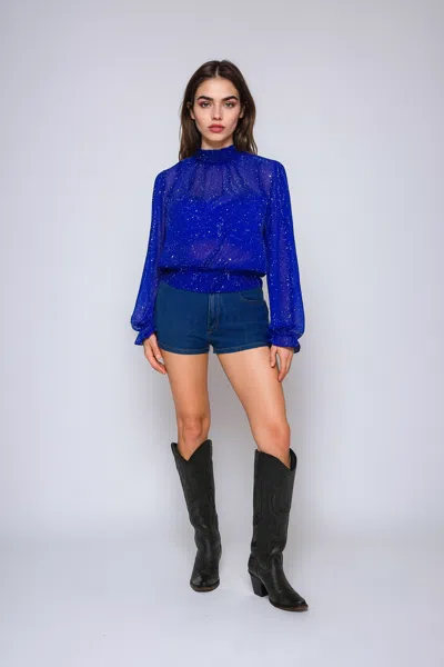 Forever 21 Celestial Print Sheer Chiffon Top In Blue