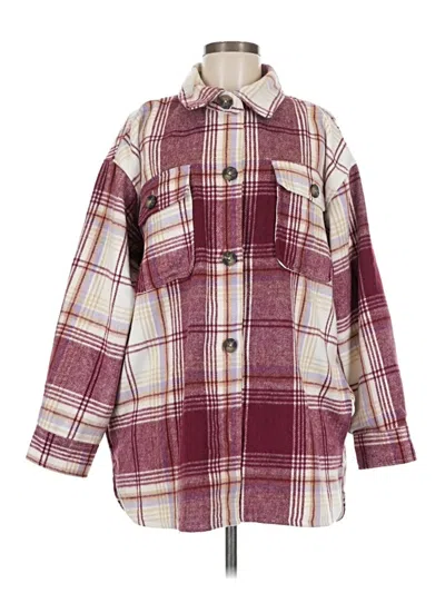 Pre-owned Forever 21 Coat In Burgundy