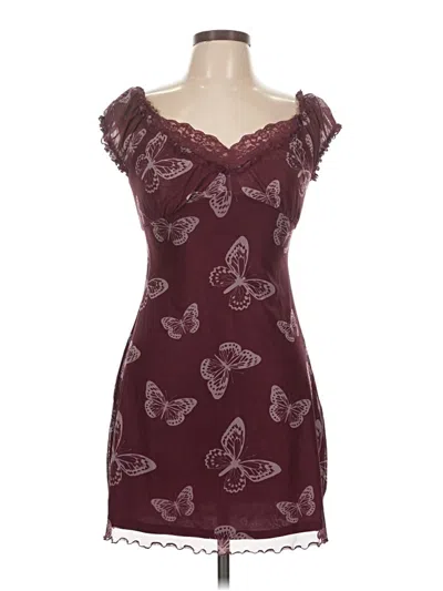 Pre-owned Forever 21 Cocktail Dress In Burgundy