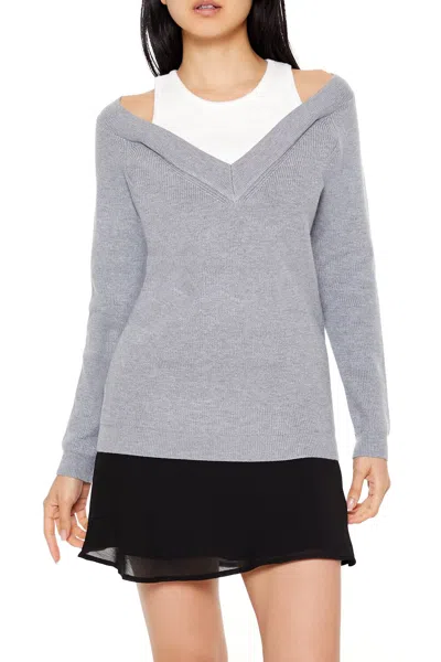 Forever 21 Combo Tank Top Sweater In Gray
