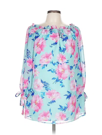 Pre-owned Forever 21 Contemporary 3/4 Sleeve Blouse In Blue