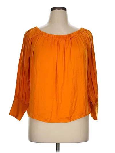 Pre-owned Forever 21 Contemporary 3/4 Sleeve Blouse In Orange