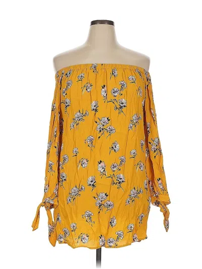 Pre-owned Forever 21 Contemporary 3/4 Sleeve Blouse In Yellow