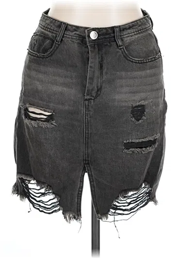 Pre-owned Forever 21 Contemporary Denim Skirt In Gray