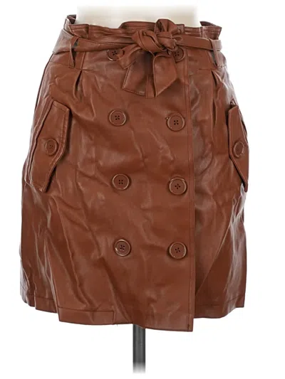 Pre-owned Forever 21 Contemporary Faux Leather Skirt In Brown