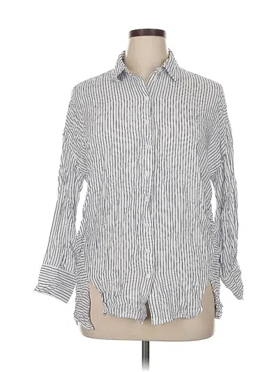 Pre-owned Forever 21 Contemporary Long Sleeve Button Down Shirt In White