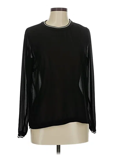 Pre-owned Forever 21 Contemporary Long Sleeve Top Black Crew Neck Tops