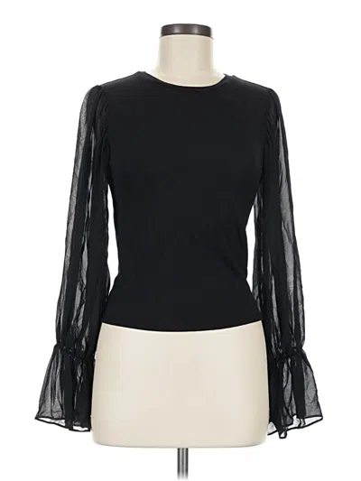 Pre-owned Forever 21 Contemporary Long Sleeve Top Black Mock Neckline Tops