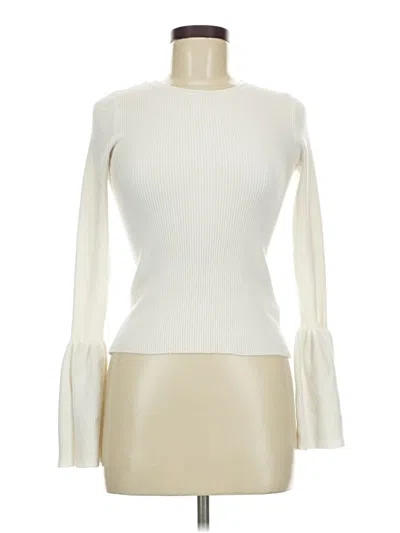Pre-owned Forever 21 Contemporary Long Sleeve Top Ivory Turtleneck Tops