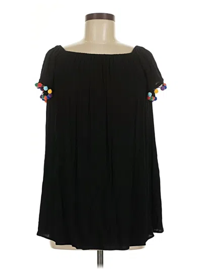 Pre-owned Forever 21 Contemporary Short Sleeve Blouse In Black