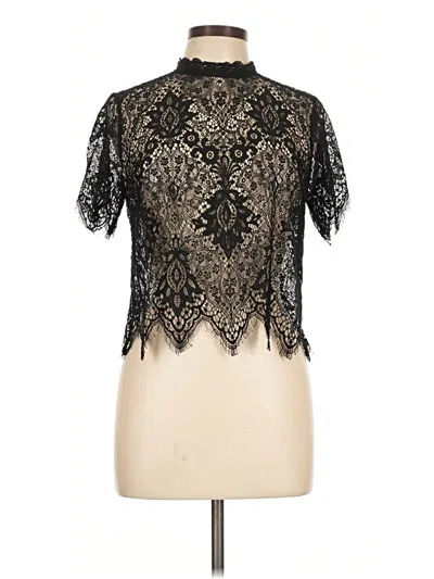 Pre-owned Forever 21 Contemporary Short Sleeve Blouse In Black