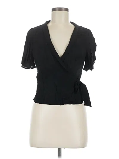 Pre-owned Forever 21 Contemporary Short Sleeve Blouse In Black