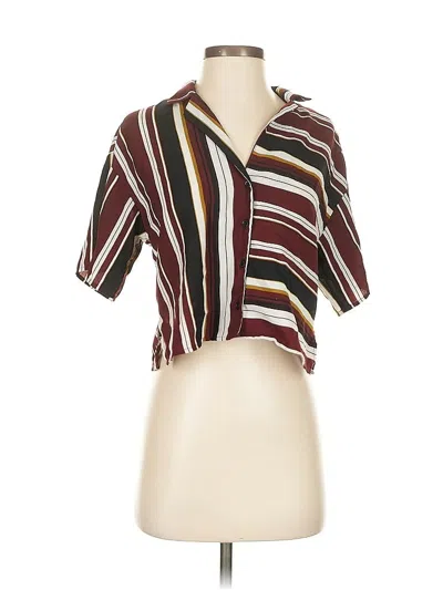 Pre-owned Forever 21 Contemporary Short Sleeve Blouse In Burgundy