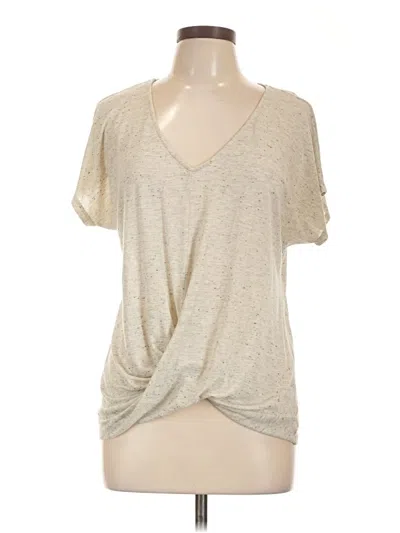 Pre-owned Forever 21 Contemporary Short Sleeve Top Gray Plunge Neckline Tops