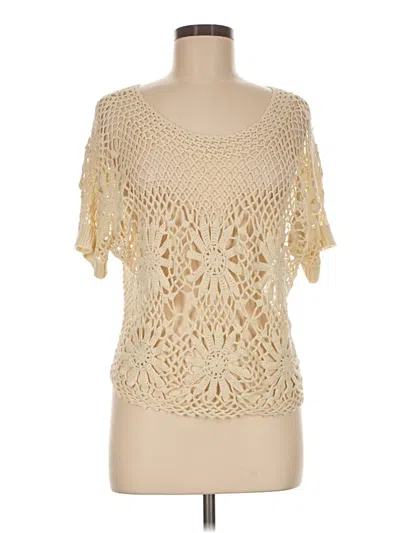 Pre-owned Forever 21 Contemporary Short Sleeve Top Ivory Sweetheart Neckline Tops