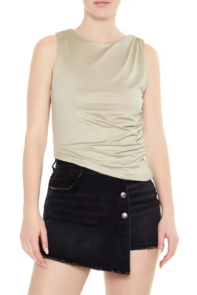 Forever 21 Contour Sculpt Asymmetrical Tank Top In Green