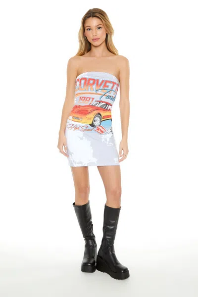 Forever 21 Corvette Graphic Tube Mini Dress In White