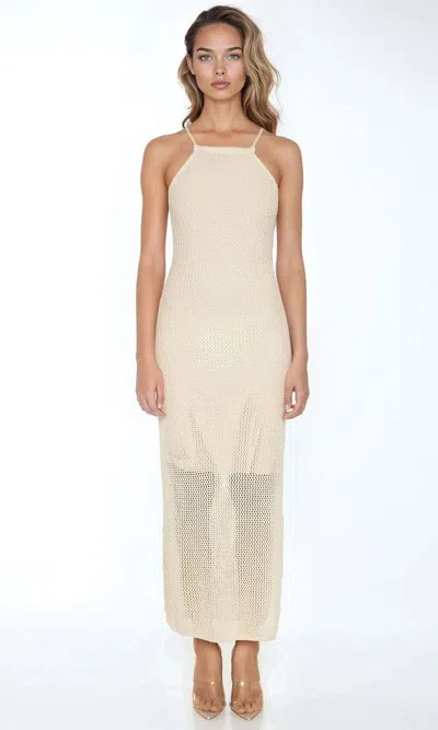 Forever 21 Crochet Halter Maxi Dress In Neutral