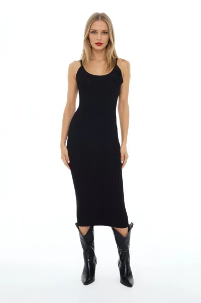 Forever 21 Crochet Rosette Cami Midi Dress In Black