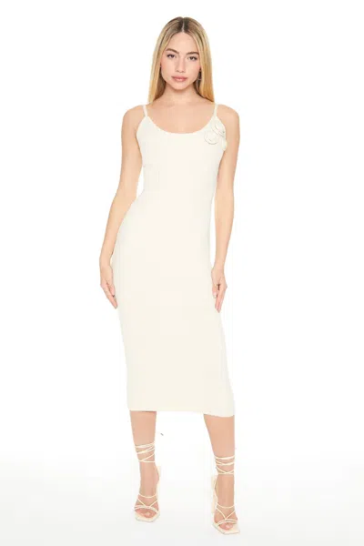 Forever 21 Crochet Rosette Cami Midi Dress In White