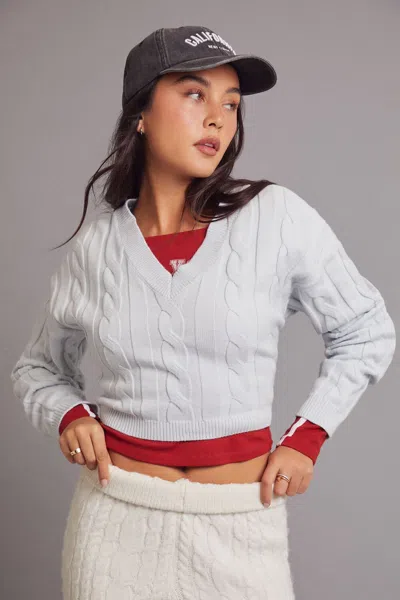 Forever 21 Cropped Cable Knit Sweater In Gray