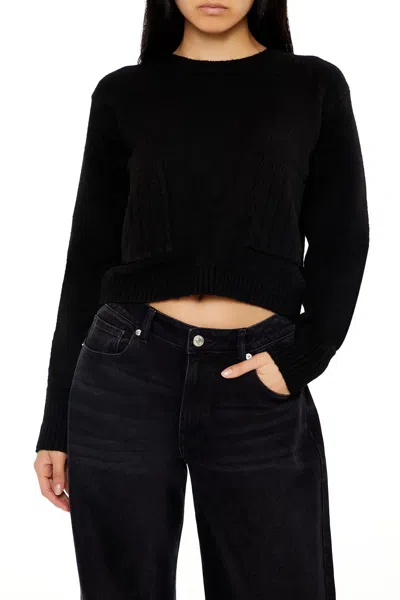 Forever 21 Cropped Crew Sweater In Black
