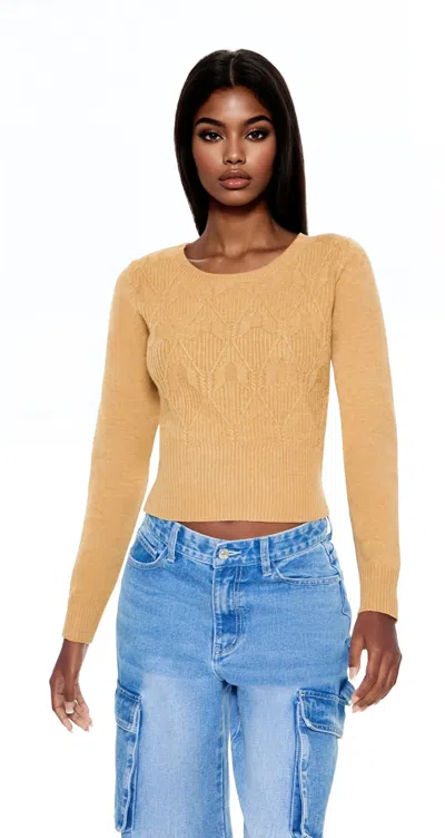 Forever 21 Cropped Lattice Sweater In Brown