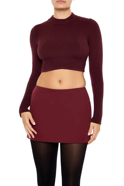 Forever 21 Cropped Mock Neck Sweater In Brown