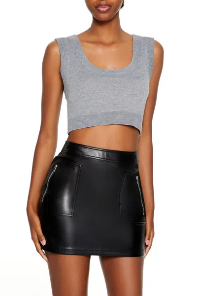 Forever 21 Cropped Sweater Vest In Gray