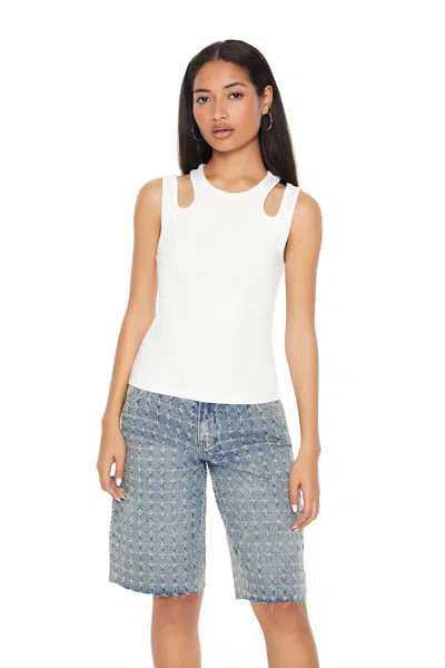 Forever 21 Cutout Tank Top In White