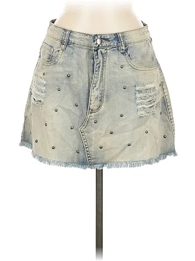 Pre-owned Forever 21 Denim Skirt In Silver
