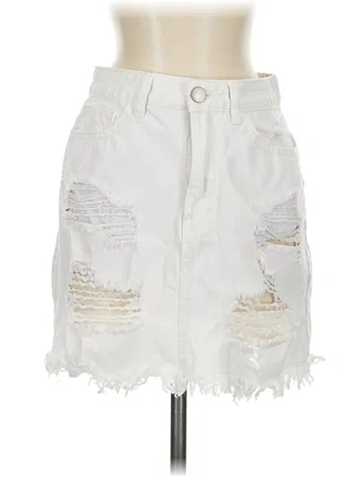 Pre-owned Forever 21 Denim Skirt In White