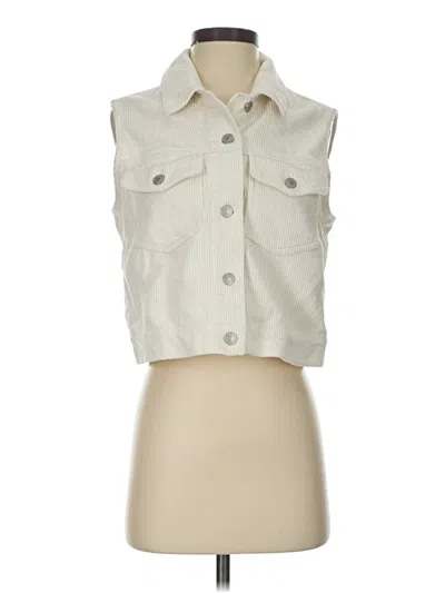 Pre-owned Forever 21 Denim Vest In Ivory