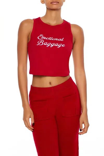 Forever 21 Emotional Baggage Tank Top In Burgundy