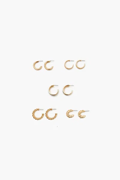 Forever 21 Enamel Hoop Earring Set In Gold